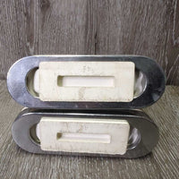 Pr Fine Hvy Stirrup Irons, grips *vgc/gc, clean & dirty, scratches, rubs, film
