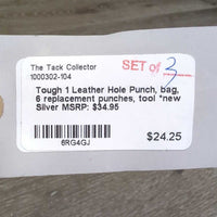 Leather Hole Punch, bag, 6 replacement punches, tool *new
