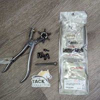 Leather Hole Punch, bag, 6 replacement punches, tool *new
