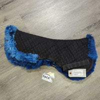 Quilt & Rolled Fleece edge Half Pad *gc, clean, clumpy, thin/holey edg, faded, pilly, stiff, stains
