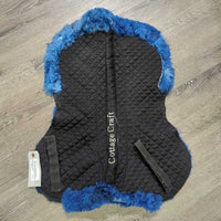 Quilt & Rolled Fleece edge Half Pad *gc, clean, clumpy, thin/holey edg, faded, pilly, stiff, stains
