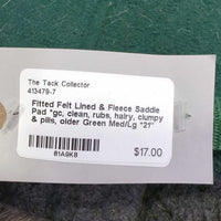 Fitted Felt Lined & Fleece Saddle Pad *gc, clean, rubs, hairy, clumpy & pills, older
