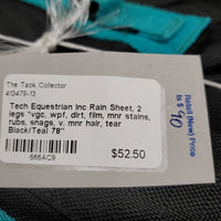 Rain Sheet, 2 legs *vgc, wpf, dirt, film, mnr stains, rubs, snags, v. mnr hair, tear

