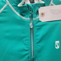 LS Shirt, 1/3 Zip Up *vgc, puckered edges & seams, shrunk?, crinkled & bubbled collar
