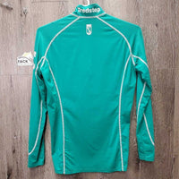 LS Shirt, 1/3 Zip Up *vgc, puckered edges & seams, shrunk?, crinkled & bubbled collar
