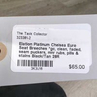Euro Seat Breeches *gc, clean, faded, seam puckers, mnr rubs, pills & stains
