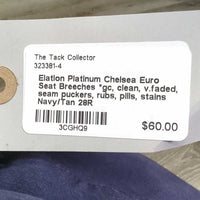Euro Seat Breeches *gc, clean, v.faded, seam puckers, rubs, pills, stains
