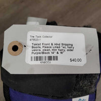 Front & Hind Shipping Boots, Fleece Lined *xc, hairy velcro, clean, mnr hairy, older
