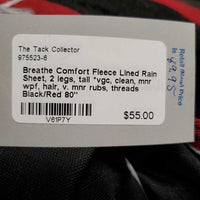 Fleece Lined Rain Sheet, 2 legs, tail *vgc, clean, mnr wpf, hair, v. mnr rubs, threads