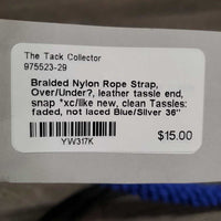 Braided Nylon Rope Strap, Over/Under?, leather tassle end, snap *xc/like new, clean Tassles: faded, not laced
