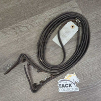 Narrow Braided Reins *gc/fair, unstitched lace, chewed/cut keepers, scrapes, older
