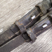 Narrow Braided Reins *gc/fair, unstitched lace, chewed/cut keepers, scrapes, older
