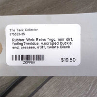 Rubber Web Reins *vgc, mnr dirt, fading?residue, v.scraped buckle end, creases, stiff, twists
