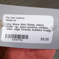 Hvy Show Shirt Dickie, velcro collar *gc, seam puckers, crinkles, older, edge threads, bubbled
