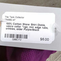100% Cotton Show Shirt Dickie, velcro collar *vgc, mnr edge rubs, crinkles, older
