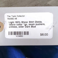 Light 100% Show Shirt Dickie, velcro collar *gc, seam puckers, crinkles, older
