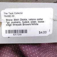 Show Shirt Dickie, velcro collar *gc, puckers, faded, older, loose edge threads
