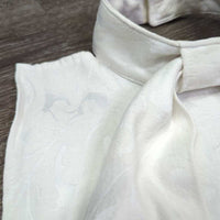 Hvy Show Shirt Dickie, velcro collar, attached Stock Tie *gc, dingy, seam puckers, folded edge, older
