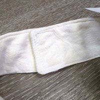 Hvy Show Shirt Dickie, velcro collar, attached Stock Tie *gc, dingy, seam puckers, folded edge, older
