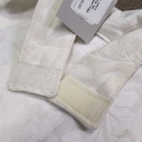Hvy Show Shirt Dickie, velcro collar, attached Stock Tie *gc, dingy, seam puckers, folded edge, older
