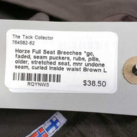 Full Seat Breeches *gc, faded, seam puckers, rubs, pills, older, stretched seat, mnr undone seam, curled inside waist
