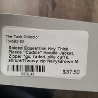 Hvy Thick Fleece "Cuddle" Hoodie Jacket, Zipper *gc, faded, pilly cuffs, shrunk?/wavy zip
