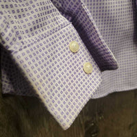 LS Show Shirt, 2x Button Collars *gc, older, seam puckers, stains
