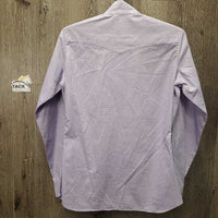 LS Show Shirt, 2x Button Collars *gc, older, seam puckers, stains
