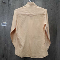 Hvy LS Show Shirt, 2x Button Collars *gc, older, seam puckers, linty
