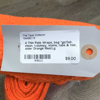 4 Thin Polo Wraps, bag *gc/fair, clean, v.clumpy, stains, rubs & hair, older
