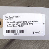 Padded Leather Bling Browband *vgc, mnr dirt, missing bling
