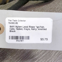 Stiff Nylon Lead Rope *gc/fair, rubs, faded, frays, hairy, knotted
