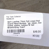 Soft Leather Thick Felt Lined Poll Guard Head Bumper *gc, clean, mnr faded, stains, residue & hair
