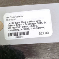 Cotton Web Fleece Short - Dressage Girth, 2x els *gc/fair, clean, v.hairy, v.vclumpy, v.faded, torn keeper, stains, older, curled/folded edges

