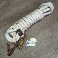 Thick Nylon Yacht Rope Horsemanhip Lead, Brass Snap, Leather Tassle End *xc/vgc, clean, mnr stains, extra loose leather end, stiff tassle
