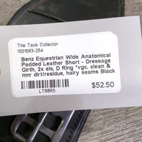 Wide Anatomical Padded Leather Short - Dressage Girth, 2x els, D Ring *vgc, clean & mnr dirt/residue, hairy seams
