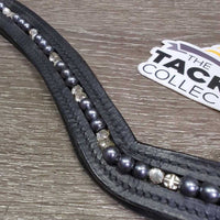 V Shaped Padded Brow Band, bling, 2x charm *vgc, clean & mnr dirt/residue
