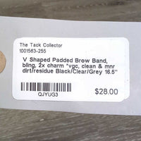 V Shaped Padded Brow Band, bling, 2x charm *vgc, clean & mnr dirt/residue
