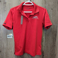 SS Polo Shirt, 1/4 button up, "Spruce Meadows" *gc/fair, snags, rubs, pills, older, faded tag
