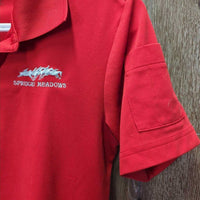SS Polo Shirt, 1/4 button up, "Spruce Meadows" *gc/fair, snags, rubs, pills, older, faded tag
