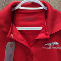 SS Polo Shirt, 1/4 button up, "Spruce Meadows" *gc/fair, snags, rubs, pills, older, faded tag
