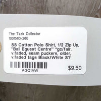SS Cotton Polo Shirt, 1/2 Zip Up, "Bali Equest Centre" *gc/fair, v.faded, seam puckers, older, v.faded tags
