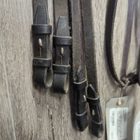 Flat Bridle, Plain & Curb Reins *gc, older, mnr dirt, xholes, rubs, creases, chewed, scrapes
