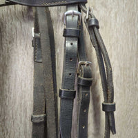 Flat Bridle, Plain & Curb Reins *gc, older, mnr dirt, xholes, rubs, creases, chewed, scrapes
