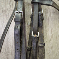 Flat Bridle, Plain & Curb Reins *gc, older, mnr dirt, xholes, rubs, creases, chewed, scrapes
