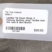 Leather Tie Down Strap, 2 Conway Buckles, snap *xc/like new, mnr rubs & dent

