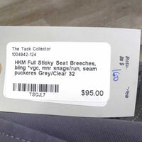 Full Sticky Seat Breeches, bling *vgc, mnr snags/run, seam puckeres
