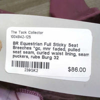 Full Sticky Seat Breeches *gc, mnr faded, pulled seat seam, curled waist lining, seam puckers, rubs
