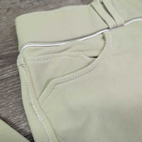 Euro Seat Breeches *gc/fair, seat: discolored/stained, v.rubbed & pilly, seam puckers
