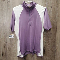 SS Sun Shirt, 1/2 zip up *gc, snags, runs, faded? older?, puckers
